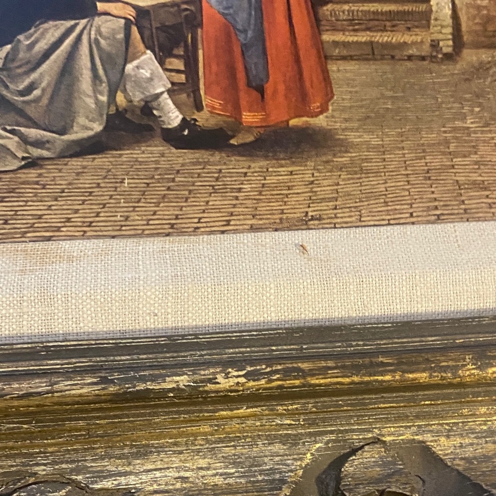 1950s After Pieter De Hooch, "A Dutch Courtyard" Full-Color framed - Picture 6 of 13